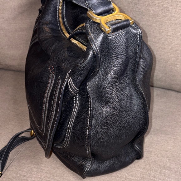 Chloe Black Leather Hobo Bag with Gold Accents - Picture 5 of 12